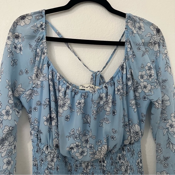 Vine and Valley Baby Blue Floral Dress Size Large - Picture 2 of 9